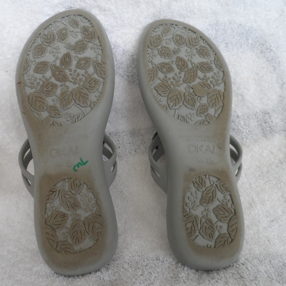 Gray bejeweled jelly flip flops size M from okaB - Picture 4 of 5